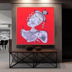 La reine </br><span class="dimension">Dimensions 134X134 cm <br> <a href="https://bloc9art.com/product-category/artists/lamima-youssef/"><u>LAMIMA Youssef</u></a></span>