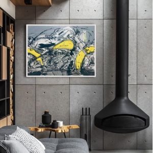 Motards <br><span class="dimension">Dimensions 85X105cm</br> <a href="https://bloc9art.com/product-category/artists/cheaib-barki/"><u>BARKI Cheaib</u></a></span></u></a></span>
