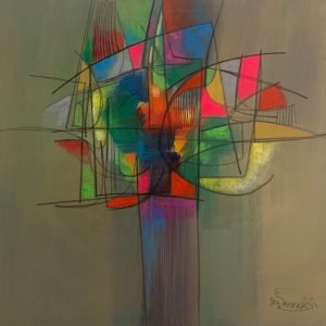 Warrak Composition N04 </br><span class="dimension">Dimensions 120 x 120 cm <br> <a href="https://bloc9art.com/product-category/artistes/warrak-mostapha/"><u>WARRAK Mostapha</u></a></span>