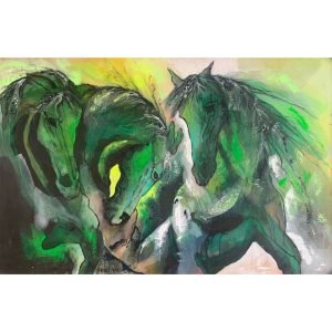 Les émeraudes <br><span class="dimension">Dimensions 100X150 cm </br> <a href="https://bloc9art.com/product-category/artists/khalid-khlifi/"><u>KHLIFI  khalid</u></a></span>