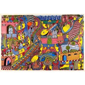 Tahdaini composition N 04 <br><span class="dimension">Dimensions 103X153 cm </br> <a href="https://bloc9art.com/product-category/artists/mohamed-tahdaini/"><u>TAHDAINI Mohamed</u></a></span>