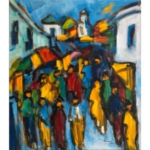Khiari composition N 08<br><span class="dimension">Dimensions 96 x 86 cm</br> <a href="https://bloc9art.com/product-category/artists/khiari-mohamed/"><u>KHIARI Mohamed</u></a></span></u></a></span>