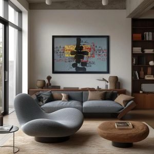 DFH Composition N 09<br><span class="dimension">Dimensions 108 x 160 cm</br> <a href="https://bloc9art.com/product-category/artists/daifallah-noureddine/"><u>DAIFALLAH Noureddine</u></a></span></u></a></span>
