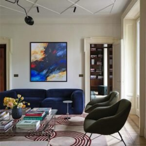 MOA Composition N 07 </br><span class="dimension">Dimensions 124 x 114 cm <br> <a href="https://bloc9art.com/product-category/artistes/moa-bennani-mohamed/"><u>MOA BENNANI Mohamed </u></a></span>