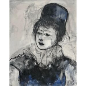 Enfant Bleu</br><span class="dimension">Dimensions 106 x 88 cm <br> <a href="https://bloc9art.com/product-category/artistes/hossein-tallal/"><u>Hossein Tallal</u></a></span>